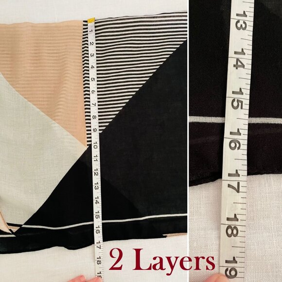 Geometric Patterned Scarf Shawl Wrap 72" x 34" Black Beige White - Picture 6 of 8